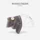 Woolykids baby genuine leather children's shoes snow boots for boys and girls, fur integrated non-slip toddler shoes, koala gray, size 22, size XL/suitable for feet 12.6cm long