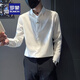 罗蒙（ROMON）高级感长袖衬衫男士潮牌春夏季衬衣套装2025痞帅男装潮流百搭修身 T61黑色短*袖衬衫+黑色西裤 高质 XL