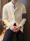 
TB BROWIN Tom TB four-bar knitted cardigan jacket men's autumn new sweater men's high-end American retro v-neck hair Navy blue stripes 2XL (140-155Jin [Jin equals 0.5 kg])