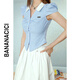 Banana cici 2024 Sommer Neues heißes Mädchen College-Style Kontrast gestreiftes Taille kurzärmelige Hemd Top C242CS684 Blauer Streifen L.