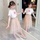 Tweet haha ​​children's clothing girls suit children's summer two-piece skirt short-sleeved skirt student little girl medium and large children's skirt pink summer skirt 160 size recommended height around 150cm