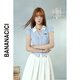 Banana cici 2024 Sommer Neues heißes Mädchen College-Style Kontrast gestreiftes Taille kurzärmelige Hemd Top C242CS684 Blauer Streifen L.
