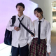 凡小如白衬衣男长袖配西装学生结婚配领带学院风情侣装商务正装毕业服 白色（衬衣+领带） XL 【建议110-120斤】