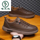 Woodpecker Brand Broken Code Leakage Genuine Leather Men's Shoes 2025 New Trendy Business Casual Shoes Soft Sole Versatile Sneakers Men's Leather Shoes E44--F19-Brown 42