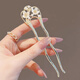 Two Worlds Elegant Artificial Pearl Flower Hairpin for Women Modern Simple Hairpin Double Plug Hairpin U-shaped Hairpin Comb Gold