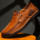 Western Region Camel Men's Genuine Leather Casual Leather Shoes Large Size British Perfect Beanie Shoes Dark Brown [9916 Four Seasons] 41