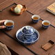 SUSHI CERAMICS National Trend Blue and White Tea Set Xianglong Cover Bowl Master Cup Teacup Kung Fu Tea Set