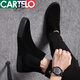 卡帝乐鳄鱼（CARTELO）轻奢高档秋冬高帮男鞋精神小伙一脚蹬休闲鞋红人黑武士百搭韩版潮 882黑色(加绒) 41