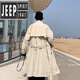 JEEP SPIRIT Balma Ken Trench Coat Men's Mid-Length Autumn Light-Mature Style Godfather Jacket Waisted Kensington German Civilian Coat Black M