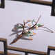 Sang Shang brooch Chinese style elegant bamboo leaf brooch silk cloisonné velvet flower new Chinese style daily wear simple niche jewelry green