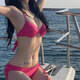 OMOM Sexy Slim Bikini Two Piece Women's Swimsuit Slim Hot Girl Vacation Hot Spring Swimsuit Rose Pink XXL
