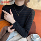 Ancient and modern (GUJIN) striped half turtleneck plus velvet knitted bottoming shirt for women autumn and winter one-piece velvet inner layered thick sweater warm top apricot