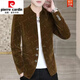 Pierre Cardin gold velvet tunic suit spring and autumn casual stand collar jacket men's suit Korean version slim youth solid color suit 1888 velvet thickened royal blue 2XL