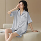 Modal ice silk pajamas for women for summer thin short sleeves 2025 new summer large size with breast pads for outdoor wear 09M16803 XL