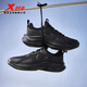 Xtep men's running shoes sports shoes lightweight shock-absorbing water-repellent leather running shoes black