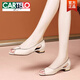 CARTELO – sandales à bouche de poisson hors code pour femmes, talon plat, surface souple, semelle souple, cuir véritable, chaussures d'été à bout ouvert pour femmes, nouveau style 2025, polyvalentes, blanc cassé 37, pieds fins recommandés de prendre une taille en dessous