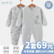 Baby clothes for newborns, autumn and winter warm quilted onesies, spring and autumn style close-fitting full-month baby pajamas, pure cotton gray and white sloth [2-piece set] (warm style) size 59 (recommended for 0-3 months)