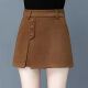 Mingzheng trousers and skirts for women in autumn and winter 2024 new high-waist shorts loose on the outside, wearing fake two-piece autumn and winter slimming fashionable skirts, khaki 7027 XL 115-125Jin [Jin equals 0.5 kg]