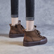 Bottes de neige Modney pour femmes 2025 Été Velvet en velours chaud Boots de coton rétro Sole épaisse polyvalente Martin Boots de style britannique Boots courts marron clair [Cow-Hide sélectionné] 36