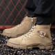 Jiuzhou War Wolf High-Top-Arbeitsschutzschuhe Männer Anti-Smash Anti-Puncture Anti-Scald-Schweißstiefel Anti-Slip-Anti-Wear-Herbst- und Winterarbeitsschuhe 698 Khaki [Reverse Fleece Cowide] Stahlzehen 43