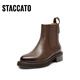 Sigatu's new winter style British style Chelsea boots short boots thick heel fashion boots women's boots D9930DD3 Pine brown (velvet) 39