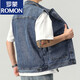 
ROMON 2024 denim vest men's sleeveless vest jacket men's spring and autumn trendy loose versatile work jacket 9215 blue + 9216 black 4XL
