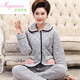 Meiji Anne Winter Dreischicht verdickte Baumwollpyjamas für Frauen Korallenmerze mittlere Alters und ältere Mütter mit Fettpluspuxus 200 Jin [Jin entspricht 0,5 kg] Heimkleidung 1049 xxl [Gewichts Gewicht 140-160 Jin [Jin gleich 0,5 kg]]]