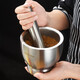 304 stainless steel garlic masher household mash jar manual garlic grinder garlic mortar mortar mortar mortar 304 stainless steel (drum-shaped extra large 15CM) with spoon