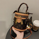 Kangaroo leather cylindrical bag women's new internet celebrity cylindrical hand bucket bag European and American fashion old-fashioned one-shoulder crossbody bag brown with pendant