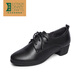 
Lushi Nan single shoes for women new 2025 autumn and winter plus velvet thick heel comfortable soft sole work shoes black small leather shoes 268-723R (heel height 3.5CM) 37