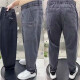 Jue Shao Big Pocket Daddy Jeans Men's All-match Casual Straight Pants Harem Pants Working on the Construction Site Pants Men Gray XL (120-135Jin[Jin equals 0.5 kg]) 2 feet 5