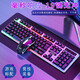 AOC True Mechanical Feel Keyboard and Mouse Set Wired Game Backlight Luminous Desktop Computer USB Peripheral Notebook Office LoL Chicken Internet Cafe E-Sports Membrane Keyboard and Mouse KM100 White Single Keyboard