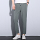 Hunpai Wolf Summer Thin Cropped Pants Men Fashionable Men's Casual Pants Lightweight Pants Trendy Elastic Feet 9-point Pants Cropped Pants R3884 Gray Green Ultra-Thin Style 2XL