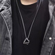 QMXD geometric necklace men's trendy hip-hop boys' pendant necklace women's accessories trendy brand pendant high-end pendant sweatshirt chain geometric necklace