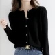 Chushen spring and autumn knitted sweater women's sweater coat bottoming shirt long-sleeved cardigan autumn and winter top SW17ZS956 black