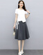 Costume de mode Farodi Robe pour femmes printemps et été Nouveau costume de sport à manches courtes slim 1381 blanc + gris 3xl