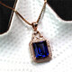 Zhuo Liang Collection Grade Rectangular Tanzanite Sapphire Pendant Necklace Women's Royal Blue Tanzanite Necklace White Gold (Main Stone 10X12mm) No Chain