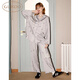 Gukoo Couple Pajamas Spring and Autumn Style miiiiichan Series Cartoon Full Print Lapel Long Sleeve Women's Homewear Suit Men's Mist Gray Women's Suit M