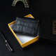 VTV V.V.BROWN Men's Crocodile Leather Driver's License Pack Genuine Leather Business Multi-Card Business Card Clip Card Pack Bank Certificate Birthday Gift Black