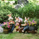 Yi Mingyuan courtyard decoration floor-standing simulation rabbit ornaments living room balcony crafts outdoor animal sculpture flower pot landscape combination 4