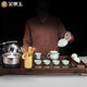 Gold inlaid jade Kung Fu tea set with tea tray, one-piece ceramic Ru kiln tea making machine, automatic water supply electric kettle, Lian Yu