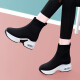 Guciheaven High-Top-Sockenschuhe für Frauen im Herbst und Winter High-Top-Elastizitätsschuhe für Frauen im Frühling 2023 Neue Sportschuhe Stiefel Single Schuhe 9759-1 Schwarz plus Samt 35