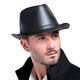 Xinoxiang spring and autumn genuine leather hat men's sheepskin jazz hat British large brim gentleman hat winter middle-aged and elderly leather hat trendy hat 58cm black