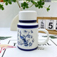 Shiju Jingdezhen Authentic Blue and White Ceramic Mug with Cover Home Office Cup Drinking Cup Teapot Tea Cup Large Capacity Peacock Southeast Flying Teapot Cup 500ml 1 piece