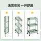 Chuidahuang three-layer storage rack, installation-free folding storage cart, multi-functional shelf storage rack, floor-standing rack, light green
