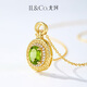 IL&CO Youke S925 silver natural peridot pendant natural colored gemstone simple single pendant necklace clavicle chain S925 silver heart-shaped peridot necklace