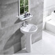 Pillar washbasin, pedestal basin, integrated floor-standing washbasin, small apartment bathroom, ceramic balcony basin, household F style pedestal basin + drain