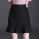 Ou Si Mai skirt women's spring style high waist slimming buttocks woolen bright silk fishtail skirt feminine black short skirt women WWZ101600 black L