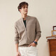 Comon Boca 2024 autumn and winter new solid color zipper wool cardigan jacket men's half turtleneck knitted top earth camel 2XL