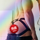 Magnificent low-waist gay men's thong breathable hollow fun double butt U convex color matching ice silk S90-115 Main picture black 001